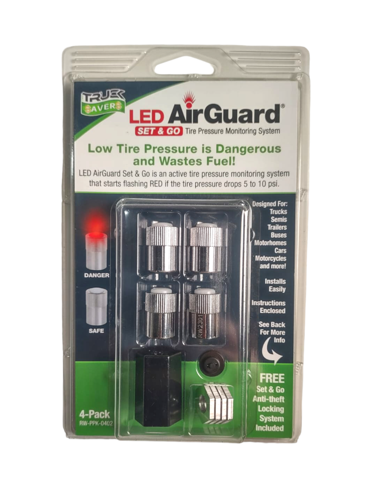 'LlantaSavers' Led Air Guard Tire Pressure Monitoring System (4-pack)