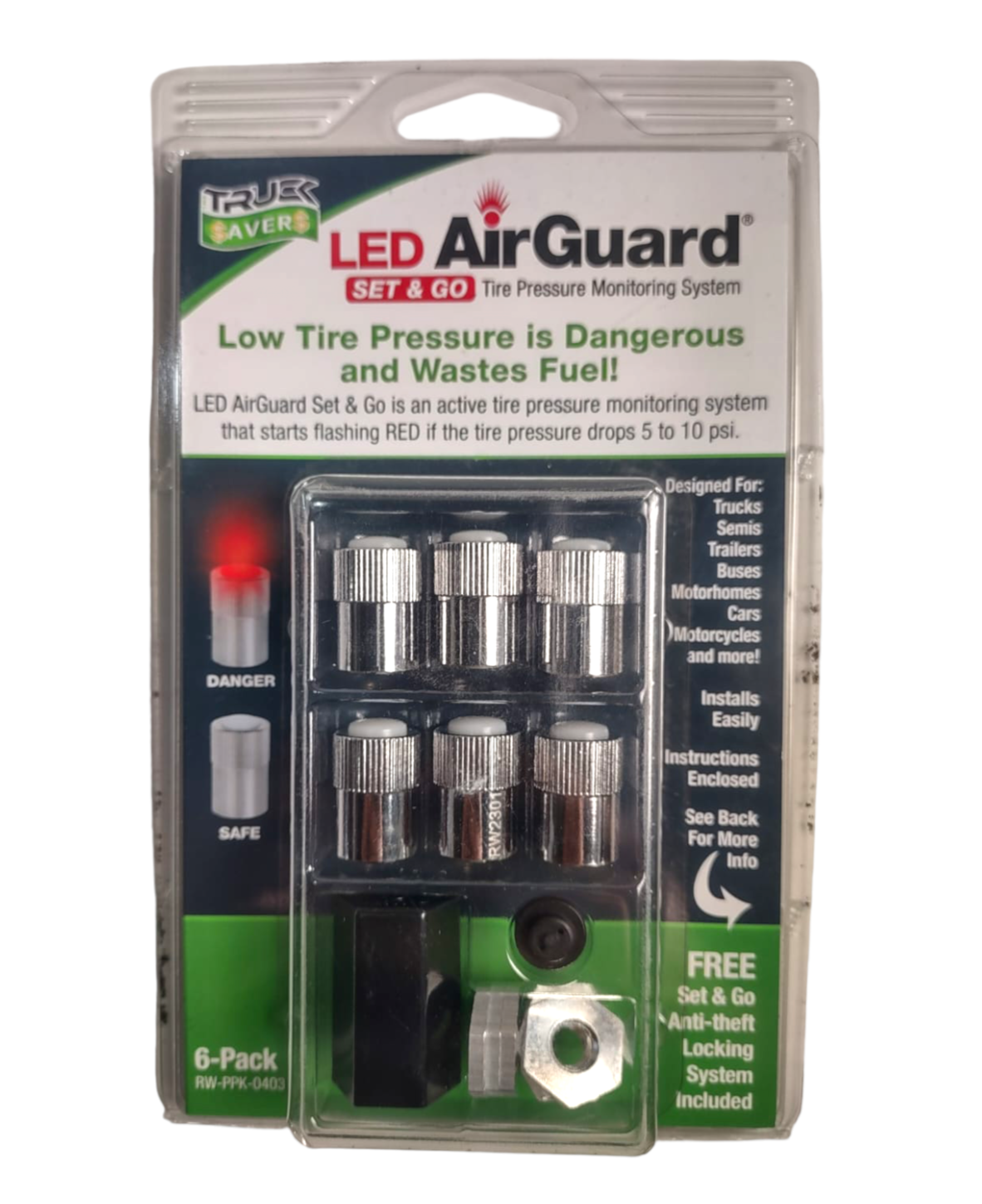 'LlantaSavers' Led Air Guard Tire Pressure Monitoring System (4-pack)