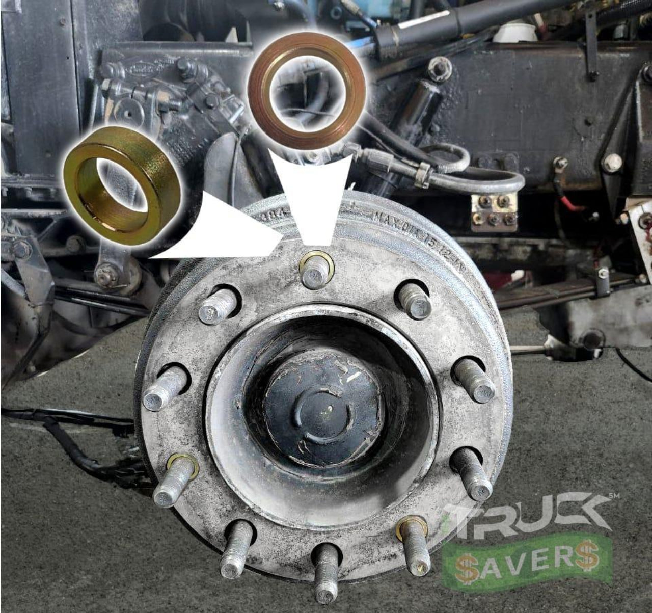 (1 Pair) Mud flaps FREE  + Kit VibraSavers Centering Brake Drums and Slevee Centering - Whole Truck (12 pcs)