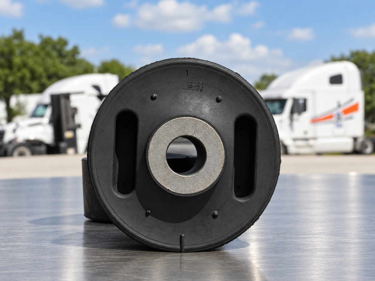 Close-up of a tri-functional suspension bushing outdoors